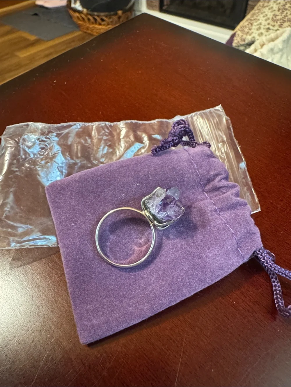 Gorgeous Amethyst Raw Crystal Statement Ring - Purple